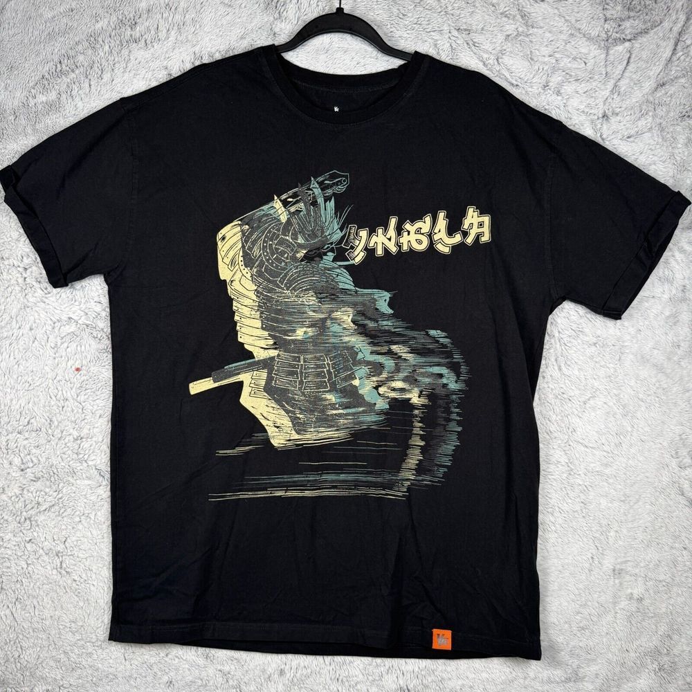YoungLA Shirt Mens Large Black Japanese Writing Shogun Warrior‎ Crew